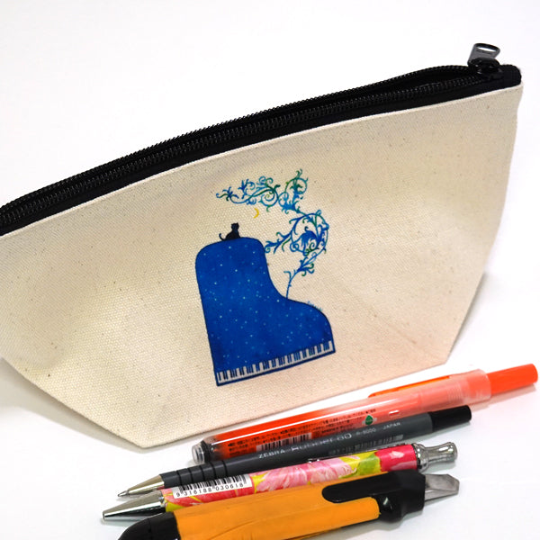 Gusseted pouch by Kazuaki Yamada "Night Tree" Canvas Picture book author Illustration Gift Animal Musical instrument