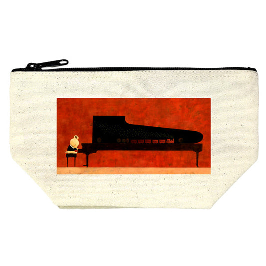 Gusseted pouch by Kazuaki Yamada "Chuo Line" canvas, picture book author, illustration, gift, animal, musical instrument