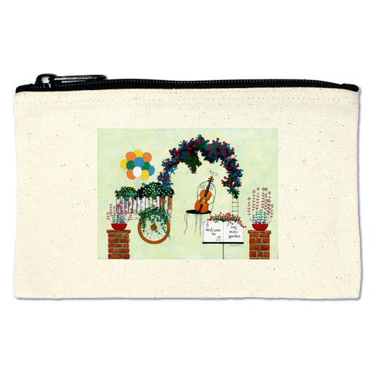 Flat pouch by Kazuaki Yamada "The Garden Where You Can Hear Sonnets" Canvas Picture book author Illustration Gift Animal Musical instrument