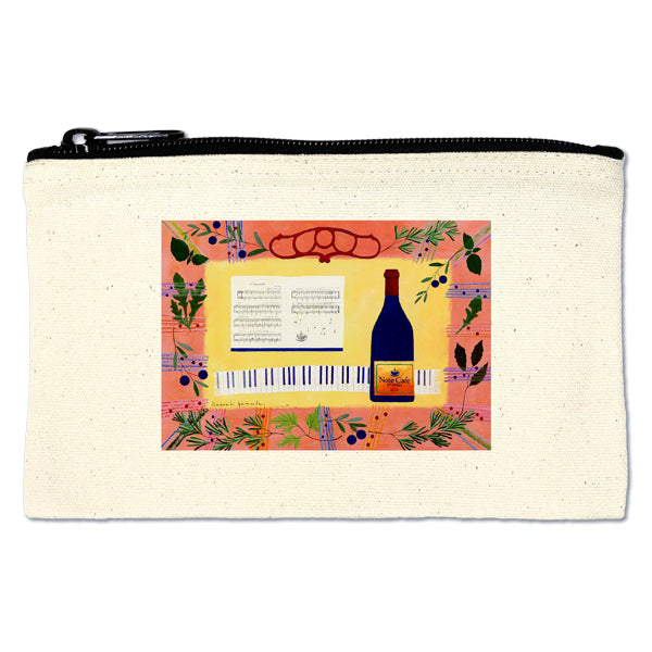 Flat pouch by Kazuaki Yamada "Dedicated to NOTE CAFE" Canvas Picture book author Illustration Gift Animal Musical instrument