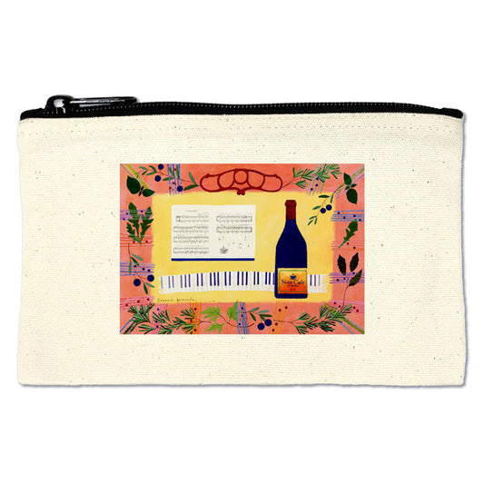 Flat pouch by Kazuaki Yamada "Dedicated to NOTE CAFE" Canvas Picture book author Illustration Gift Animal Musical instrument