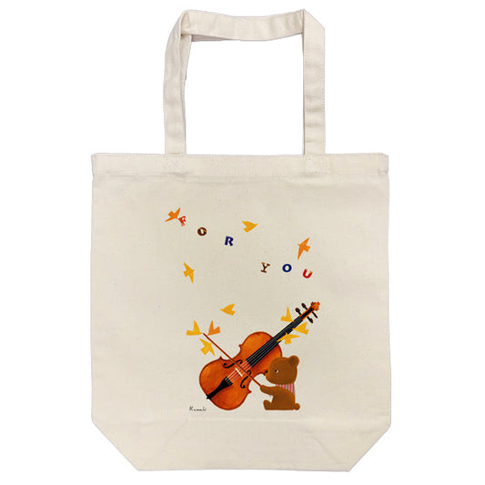 Tote bag Kazuaki Yamada "Bear Violin" canvas bag Picture book author Animal Musical instrument