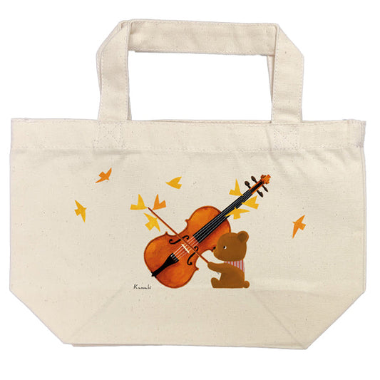 Lunch Tote Yamada Kazuaki "Bear Violin" Canvas Bag Picture Book Author Illustration Gift Animal Musical Instrument