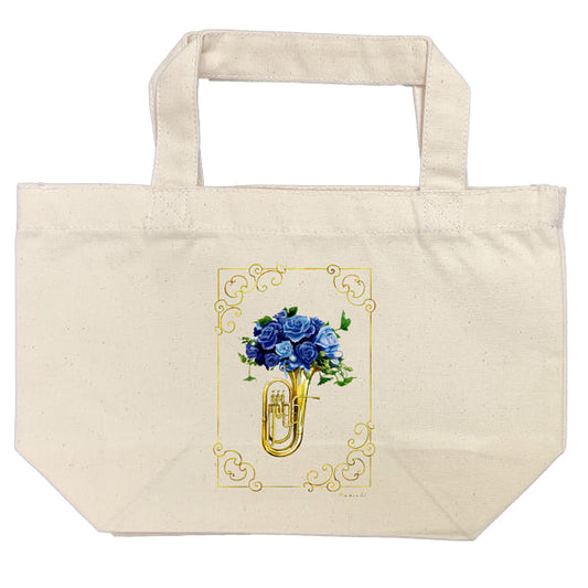 Lunch Tote Yamada Kazuaki "Blue Rose" Canvas Bag Picture Book Author Illustration Gift Animal Musical Instrument
