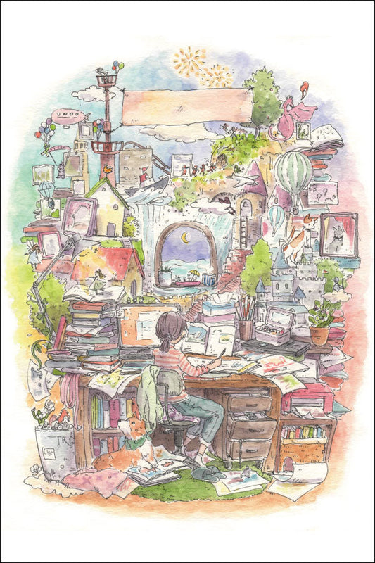 Postcard Mina Kawai "Tabletop Travel" 100 x 150 mm Illustrator Postcard