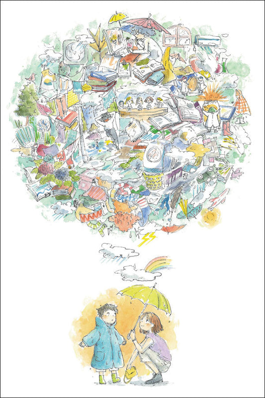 Postcard Mina Kawai "Measures against the rain" 100 x 150 mm Illustrator Postcard