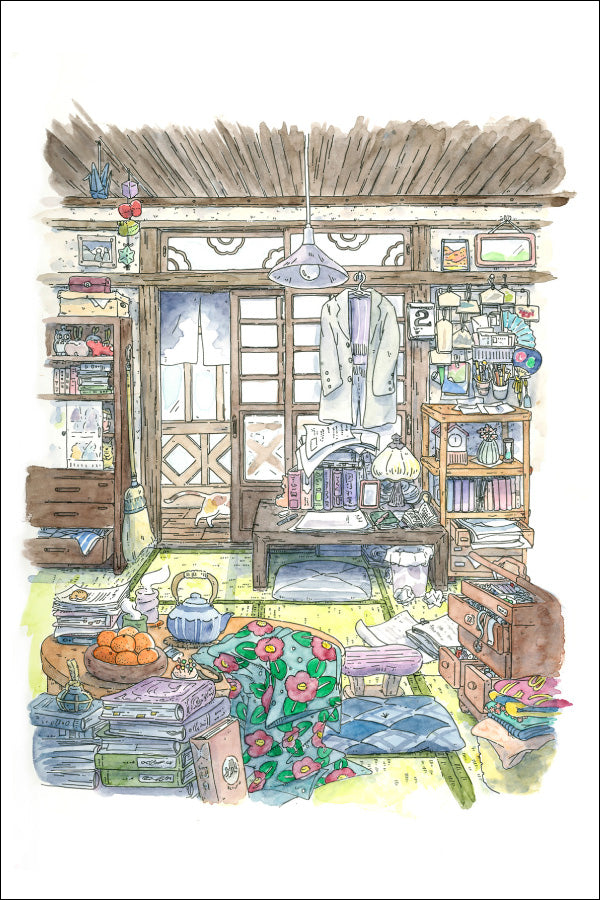 ポストカード かわいみな「物書きの部屋」100×150mm 郵便はがき イラストレーター