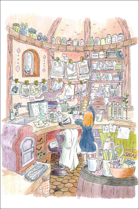 Postcard Mina Kawai "Laboratory" 100 x 150 mm Postcard Illustrator