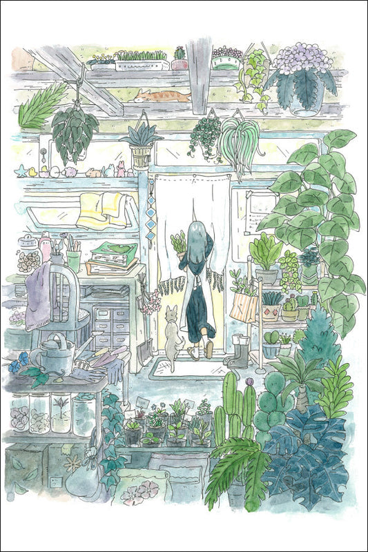 Postcard Mina Kawai "Plant Room" 100 x 150 mm Postcard Illustrator