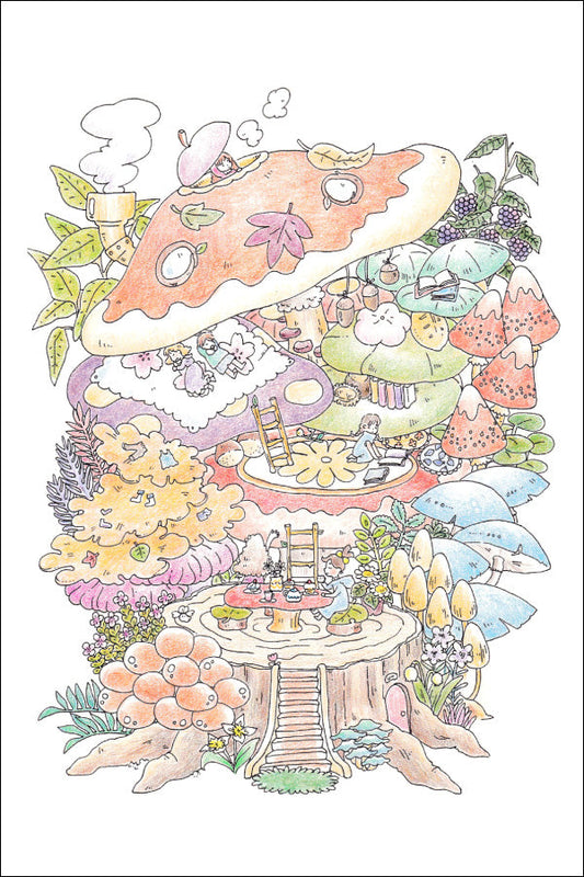 Postcard Mina Kawai "Mushroom House" 100 x 150 mm Postcard Illustrator
