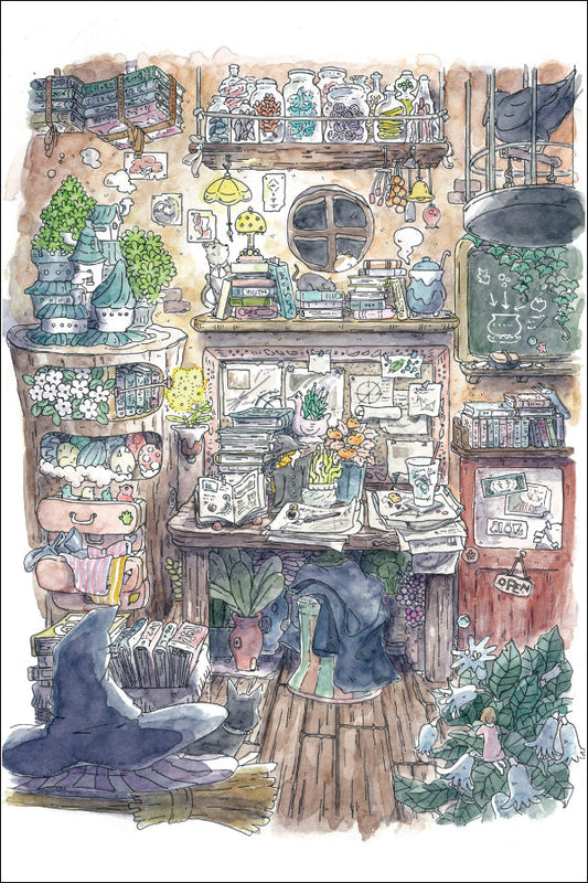 Postcard Mina Kawai "Wizard's Room" 100 x 150 mm Postcard Illustrator