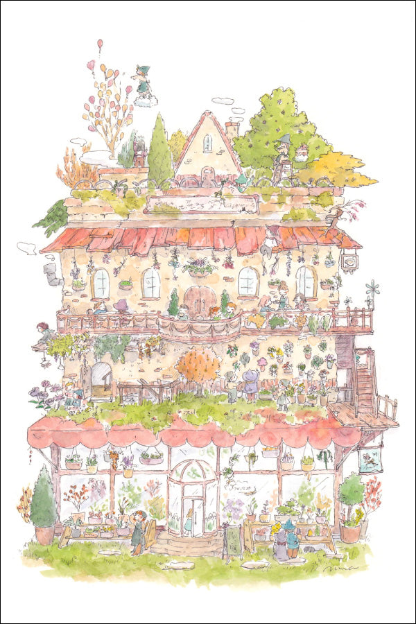 ポストカード かわいみな「魔女のお花屋さん」100×150mm 郵便はがき イラストレーター