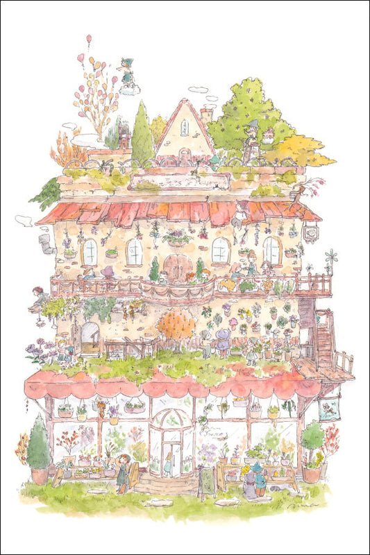 Postcard Mina Kawai "Witch's Flower Shop" 100 x 150 mm Postcard Illustrator