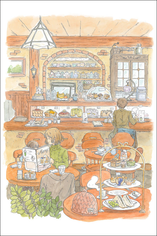 Postcard Mina Kawai "Cafe" 100 x 150 mm Postcard Illustrator