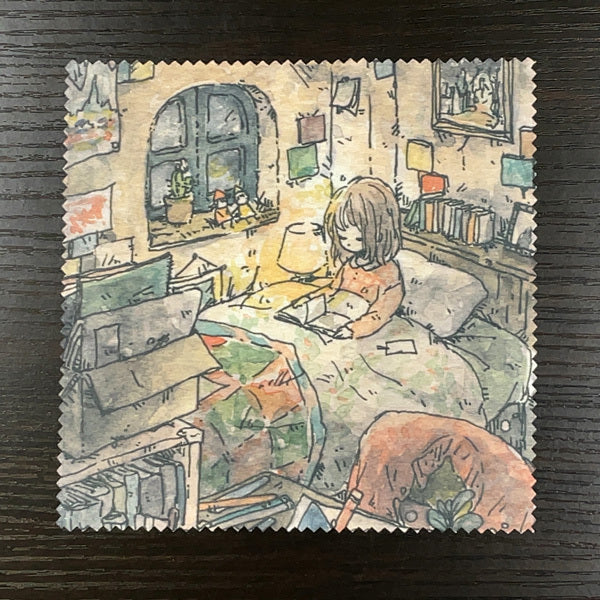 クリーニングクロス かわいみな「夜の読書」メガネ拭き レンズクリーナー 眼鏡小物