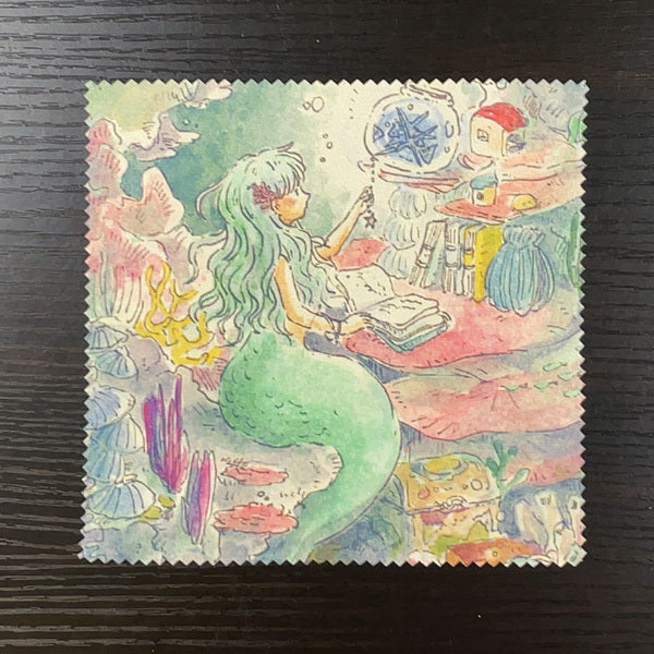 クリーニングクロス かわいみな「海中の読書」メガネ拭き レンズクリーナー 眼鏡小物