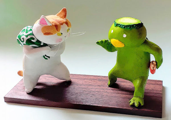 ポストカード 高橋理佐/猫粘土作家「泥棒ネコとかっぱらい」105×150mm 動物 カラー写真
