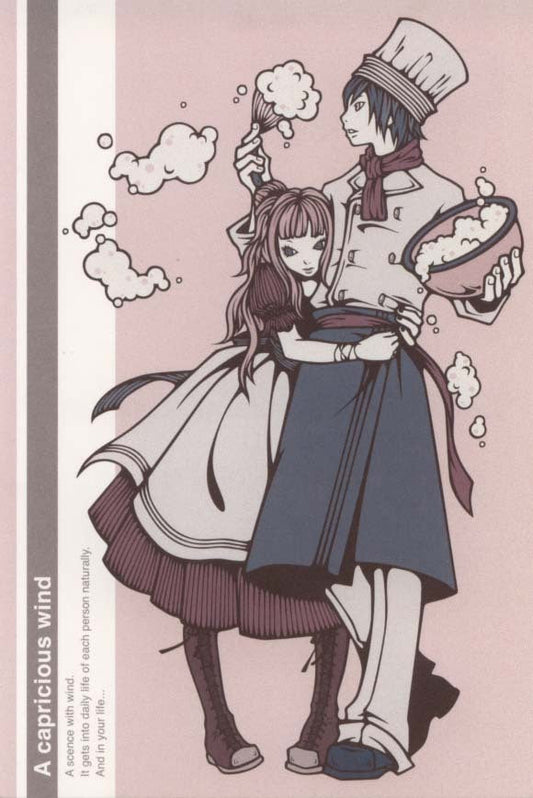 Postcard Wakamatsu Kaori "A capricious wind: A man and a woman cooking" 100 x 148 mm Illustrator Postcard
