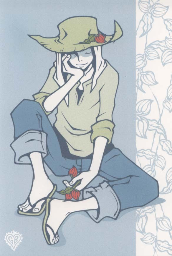 Postcard Wakamatsu Kaori "Man wearing a hat" 100 x 148 mm Illustrator Postcard