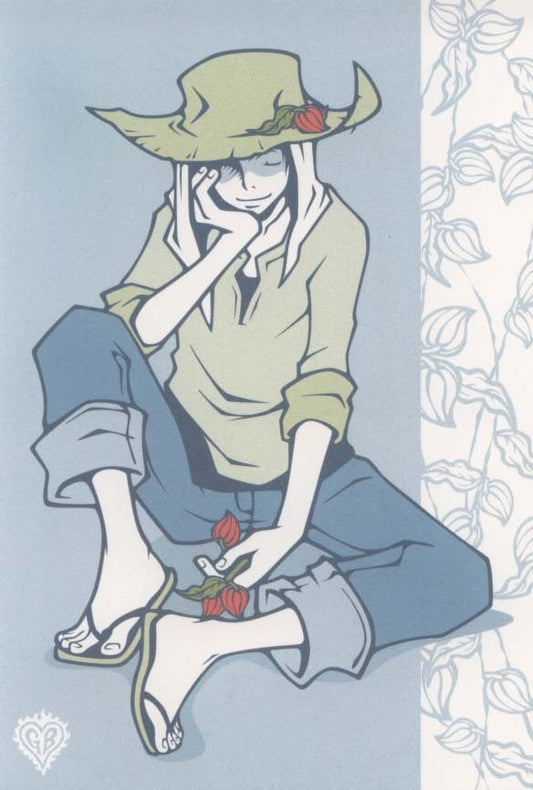 Postcard Wakamatsu Kaori "Man wearing a hat" 100 x 148 mm Illustrator Postcard