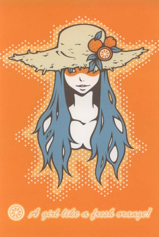 Postcard Wakamatsu Kaori "A girl like a bresh orange!" 100 x 148 mm Illustrator Postcard