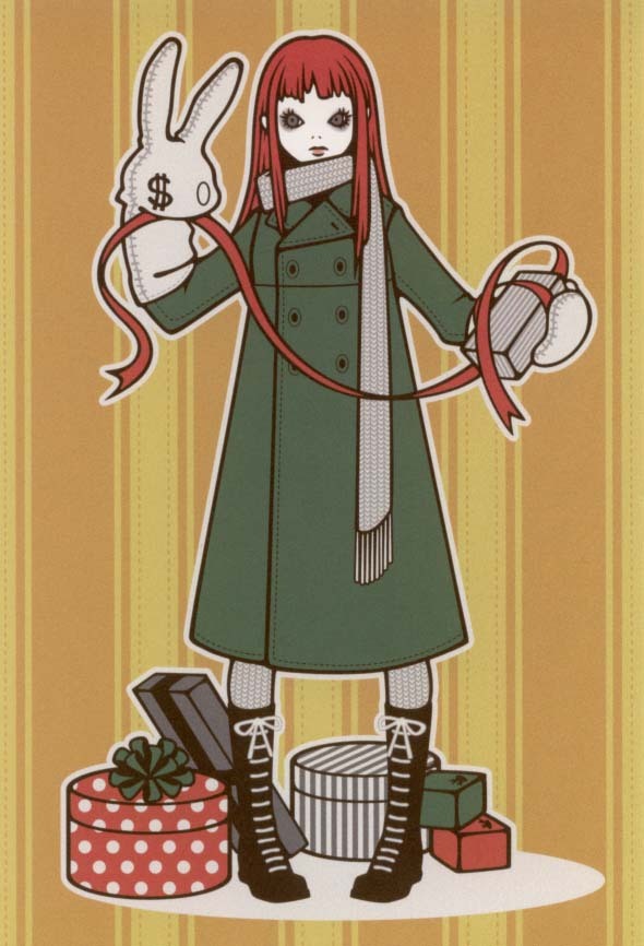 Postcard Wakamatsu Kaori "Presents and Girls" 100 x 148 mm Illustrator Postcard