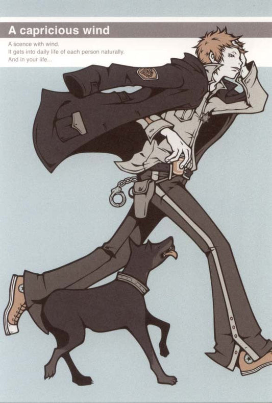 Postcard Wakamatsu Kaori "A capricious wind Police and dog" 100 x 148 mm Illustrator Postcard