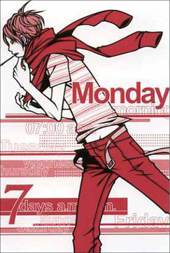 ポストカード ワカマツカオリ「7days Monday」100×148mm イラストレーター 郵便はがき