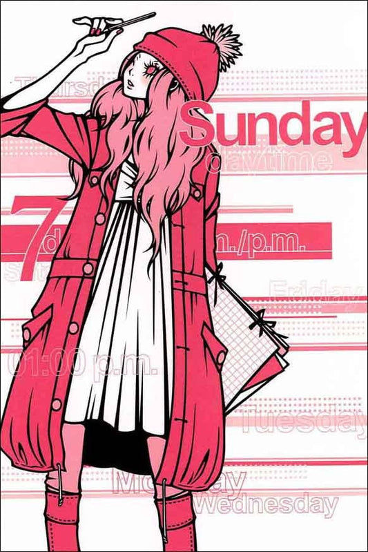 Postcard Wakamatsu Kaori "7days Sunday" 100 x 148 mm Illustrator Postcard