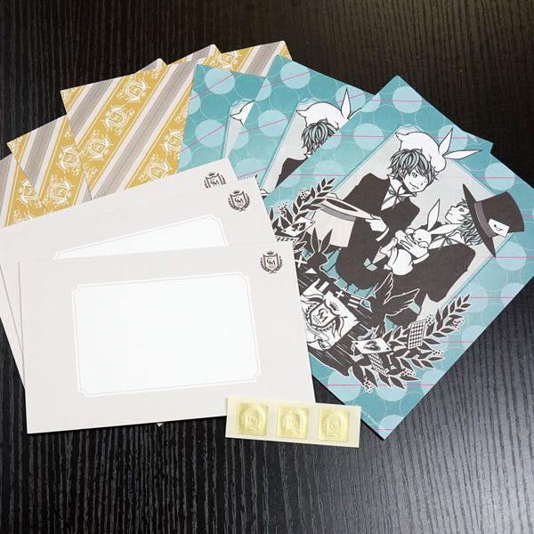 Letter set Wakamatsu Kaori "Man holding a rabbit" illustration Japanese style 6 sheets of letter paper 3 envelopes Letter