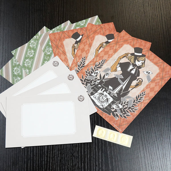 Letter set Wakamatsu Kaori "Woman wearing a hat" illustration Japanese style 6 sheets of letter paper 3 envelopes Letter