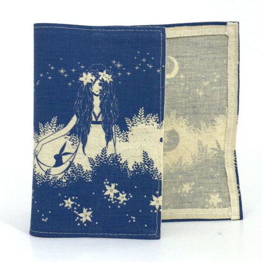 Canvas book cover by Wakamatsu Kaori, A6 paperback size, 170 x 290 mm, for girls, rabbits, stationery