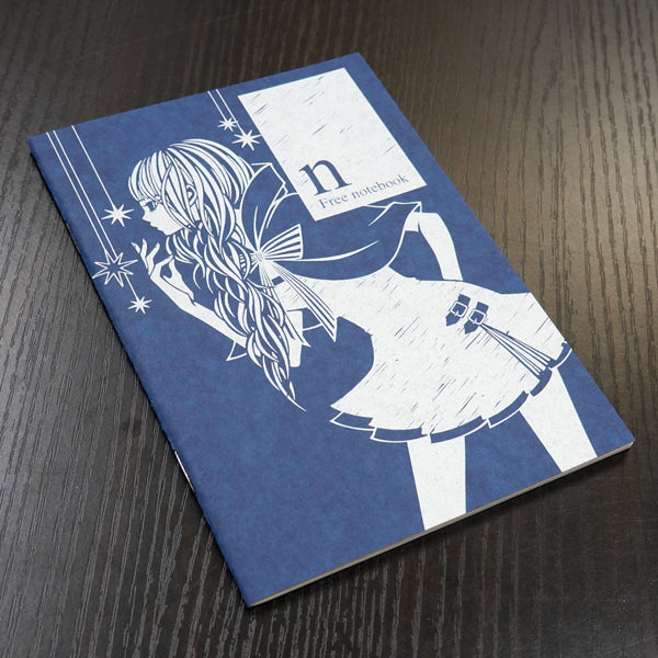 ノート ワカマツカオリ「女性」イラスト 和風 11×16cm 32P 無地 メモ帳 自由帳 ホチキス留め