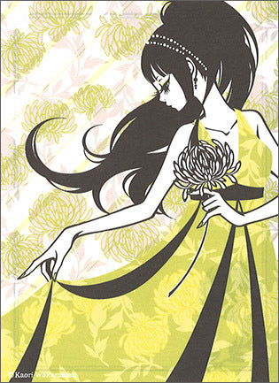 ミニレターセット ワカマツカオリ「女性と菊 ホワイト」作家 手紙 便箋 封筒 女の子 花 植物