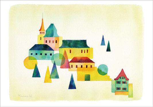 ポストカード 山田和明「ベルンの街」105×150mm 絵本作家イラストレーター 郵便はがき