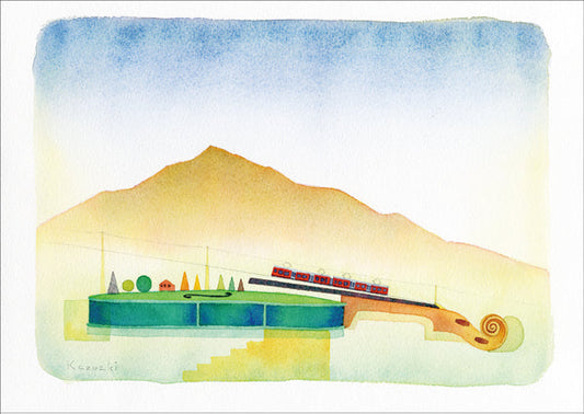 ポストカード 山田和明「Violin station」105×150mm 絵本作家イラストレーター 郵便はがき