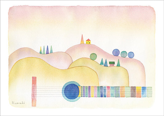 ポストカード 山田和明「丘の向こうの夏」105×150mm 絵本作家イラストレーター 郵便はがき