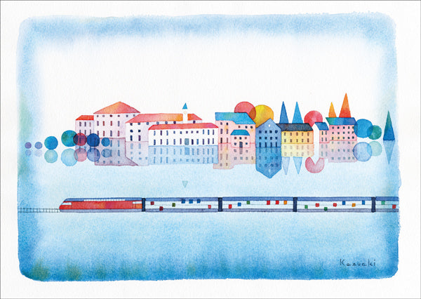 Postcard Kazuaki Yamada "Mirror Town" 105 x 150 mm Picture book author illustrator Postcard