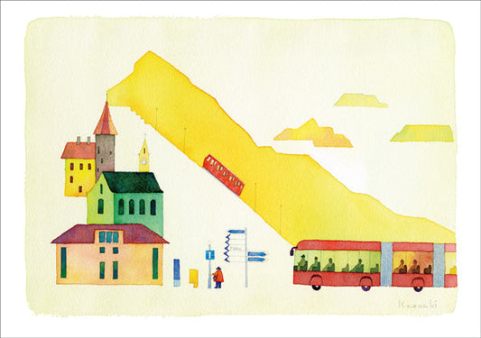 ポストカード 山田和明「ピラタス山へ」105×150mm 絵本作家イラストレーター 郵便はがき