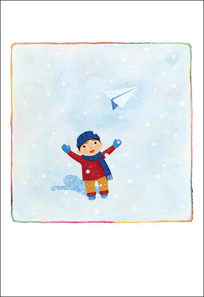Postcard Kazuaki Yamada "On a Snowy Day I'm a Paper Airplane" 105 x 150mm Picture book author illustrator Postcard