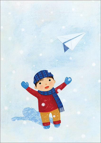 Postcard Kazuaki Yamada "On a Snowy Day I'm a Paper Airplane" 105 x 150mm Picture book author illustrator Postcard