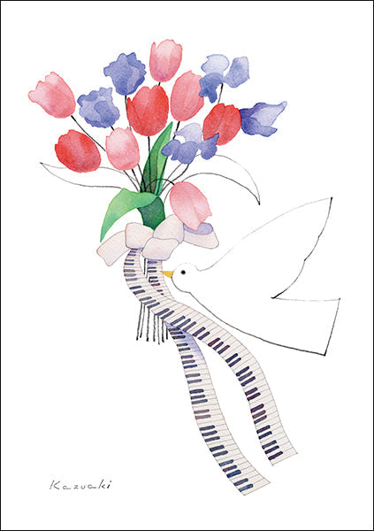 Postcard Kazuaki Yamada "Praying for tomorrow's happiness" 105 x 150 mm Picture book author illustrator Postcard