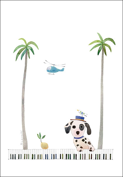 Postcard Kazuaki Yamada "One Coconut" 105 x 150 mm Picture book author illustrator Postcard