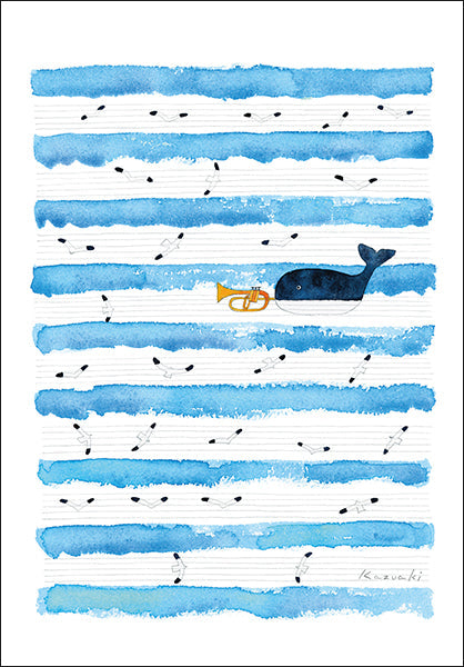 Postcard Kazuaki Yamada "Listen to the Sound of the Waves" 105 x 150 mm Picture book author illustrator Postcard