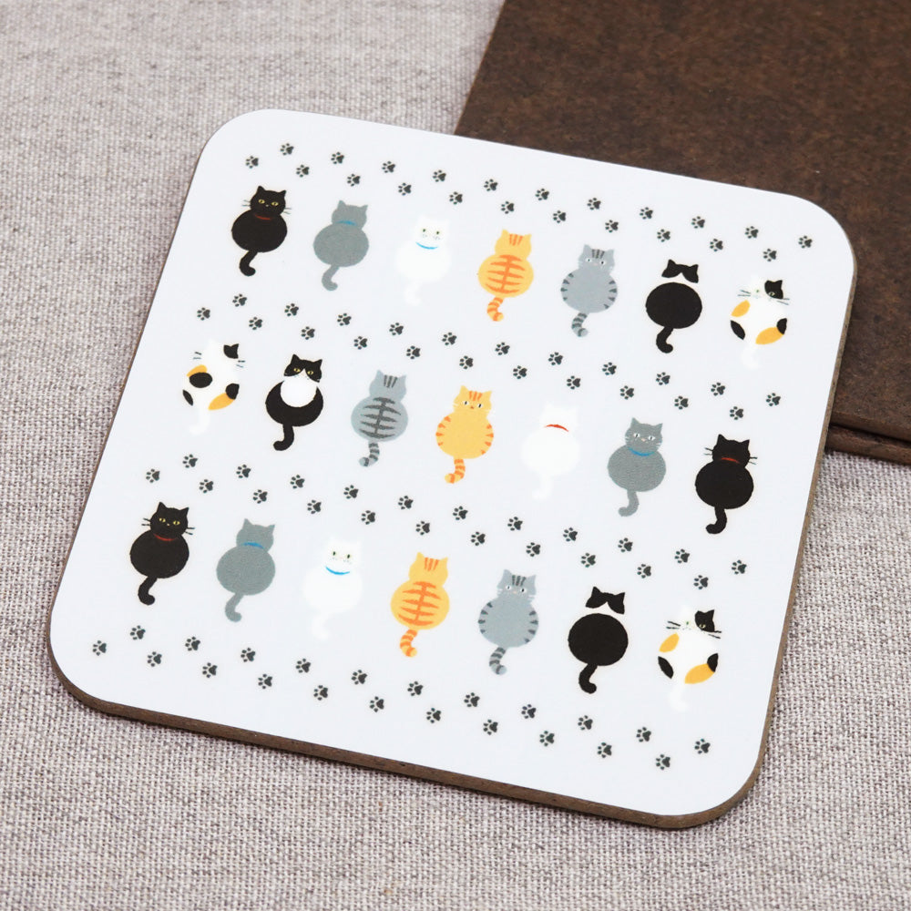 コースター 「7匹の猫&あしあと」生活雑貨 動物柄 キッチン用品 オリジナル