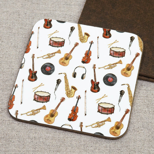 コースター「楽器総柄」生活雑貨 音楽柄 キッチン用品 オリジナル