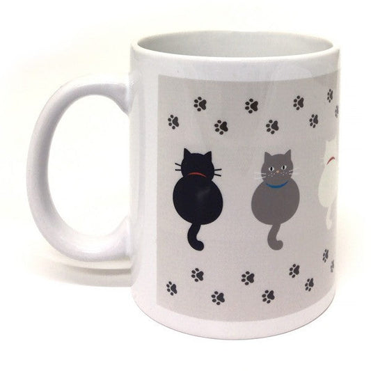マグカップ「7匹の猫&あしあと」動物柄 湯呑 オリジナル