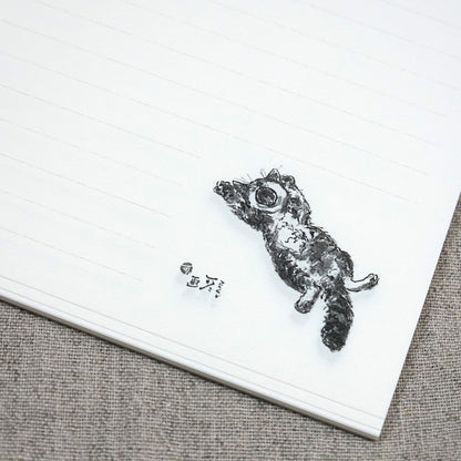 A5便箋 中浜稔「ヒマで悪いか」二十枚綴り 20枚 猫墨絵作家 和風