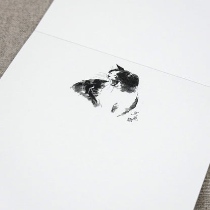 A6一筆箋 中浜稔「笑い」三十枚綴り 30枚 猫墨絵作家 和風