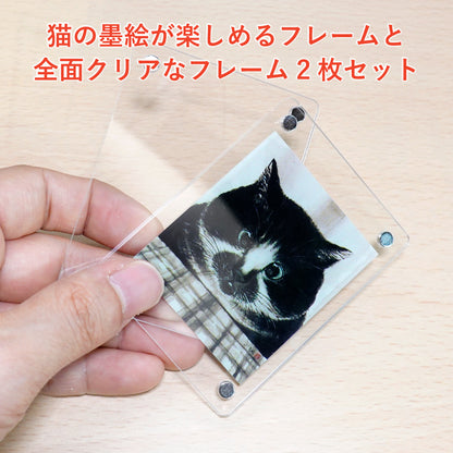 Acrylic Magnet Frame Minoru Nakahama "Mackerel Pike" Set of 2, 6x8cm, Ink Wash Cat Artist